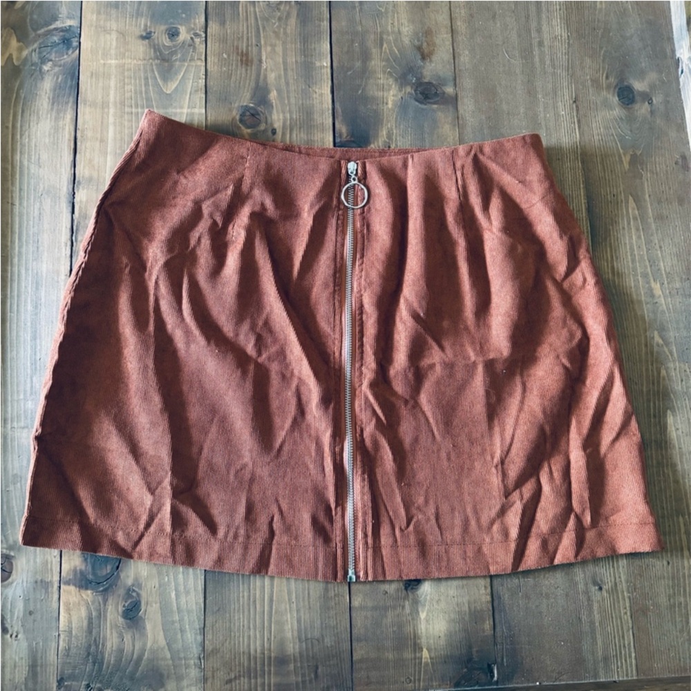SHEIN corduroy rust zipper mini skirt
